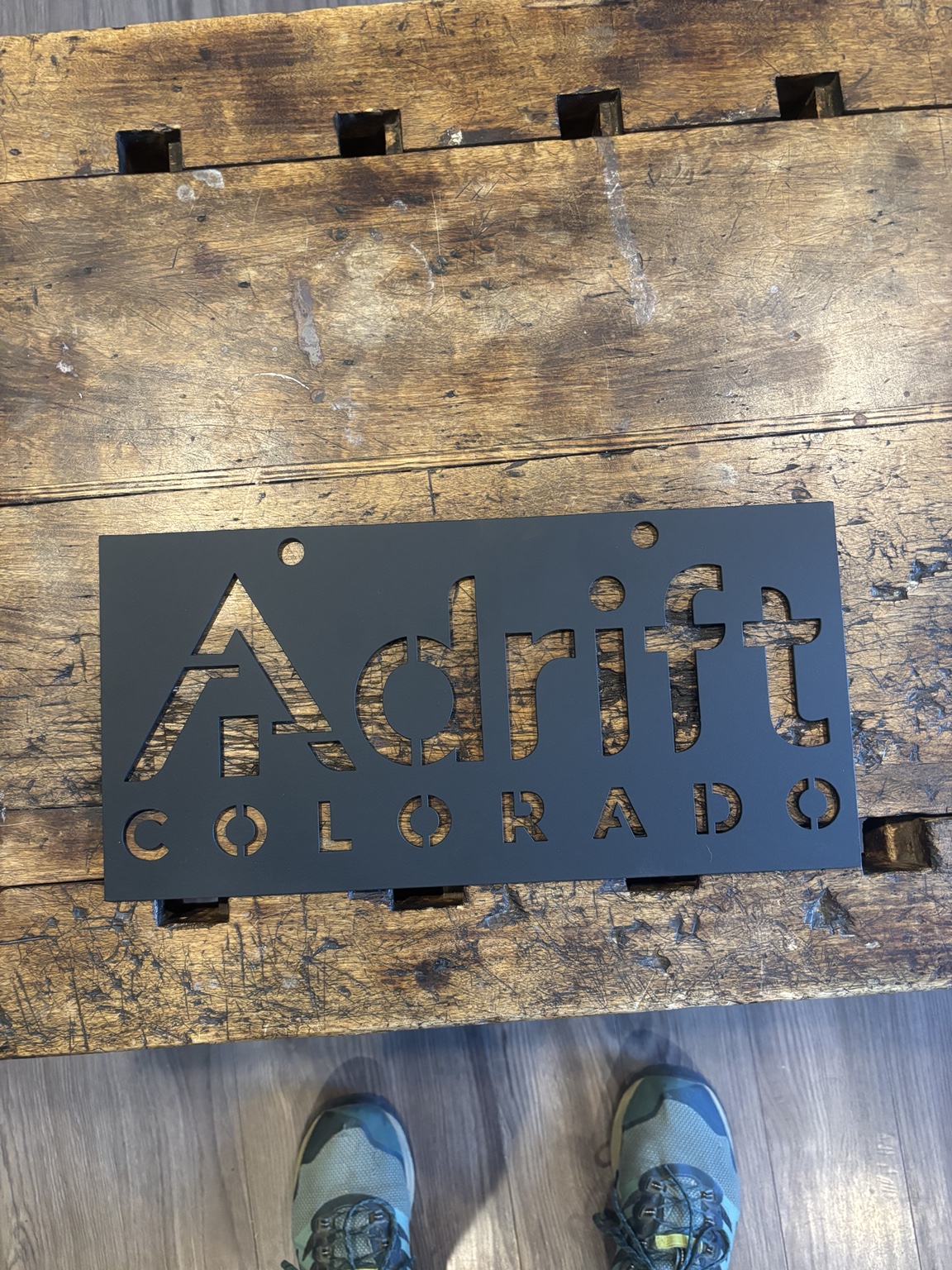 Custom Adrift Colorado metal business sign