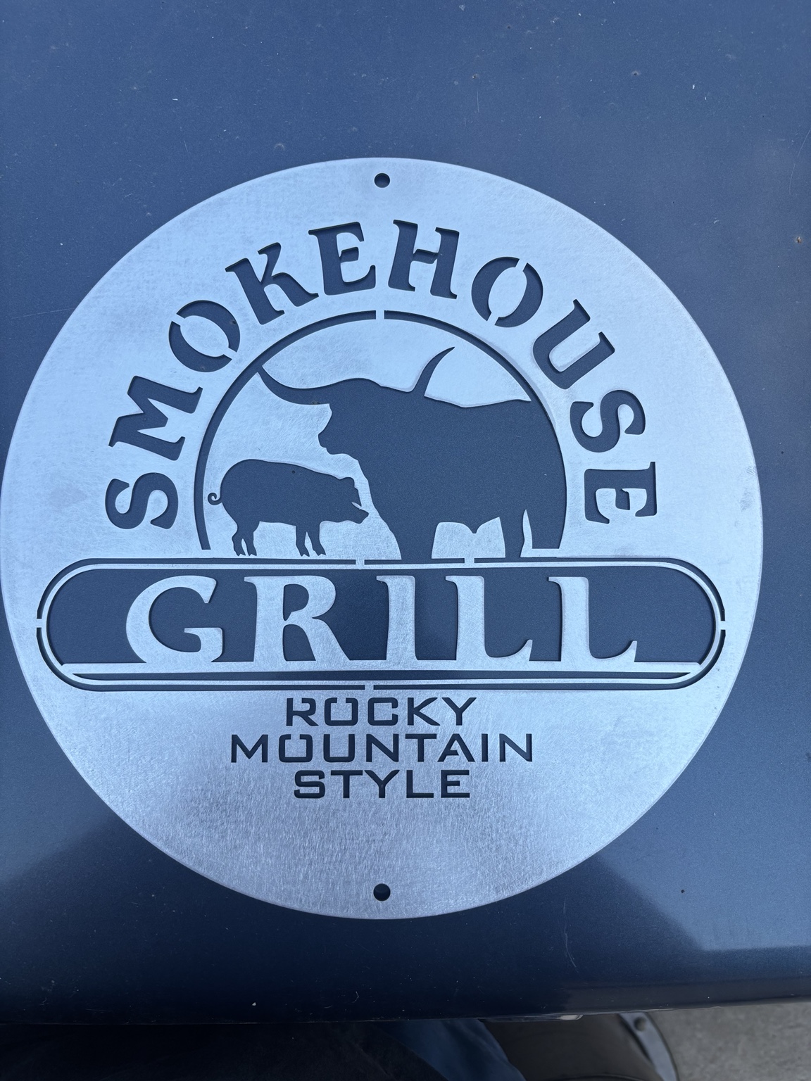 Raw metal Smokehouse Grill custom sign